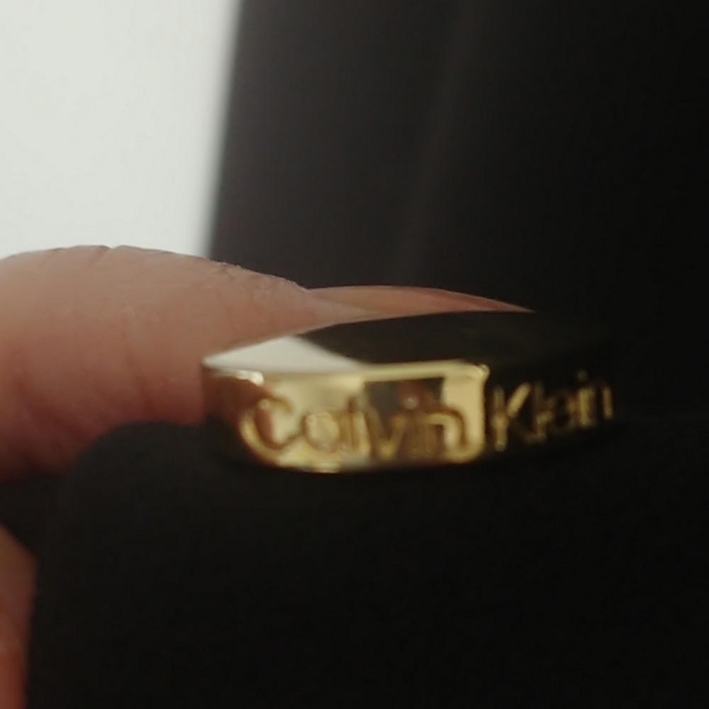 Calvin Klein Black Dress with Gold Accents - Picture 8 of 12